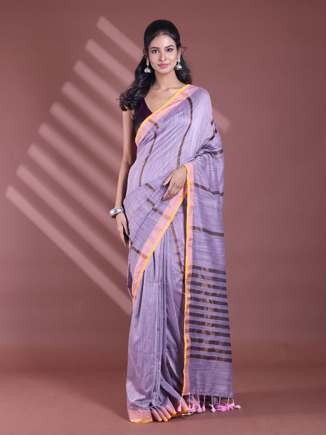 Charukriti Striped Zari Pure Cotton Saree