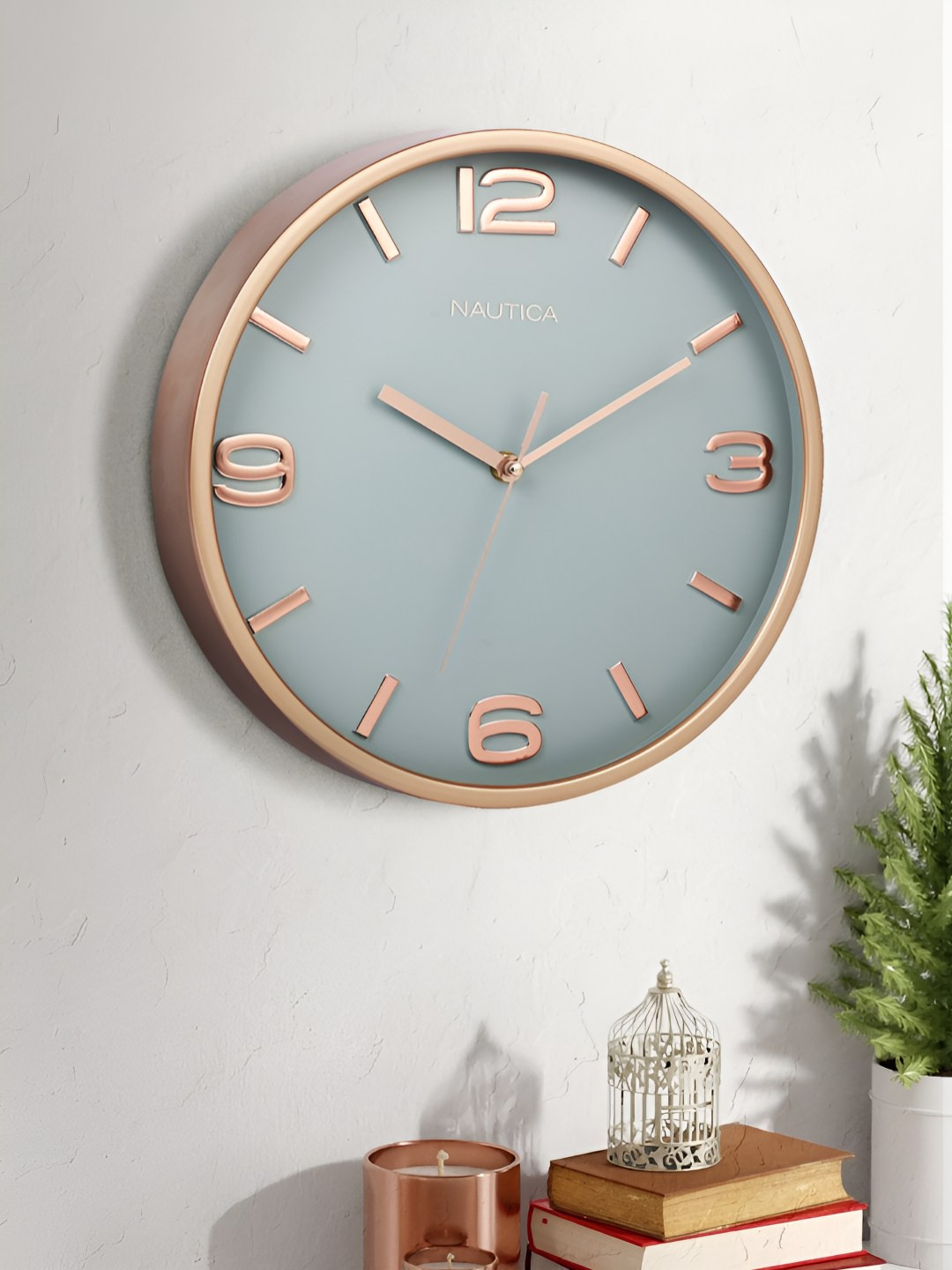 Nautica Modern Gold PVC Silent Clock Round Battery Analogue Wall Clock-30cm