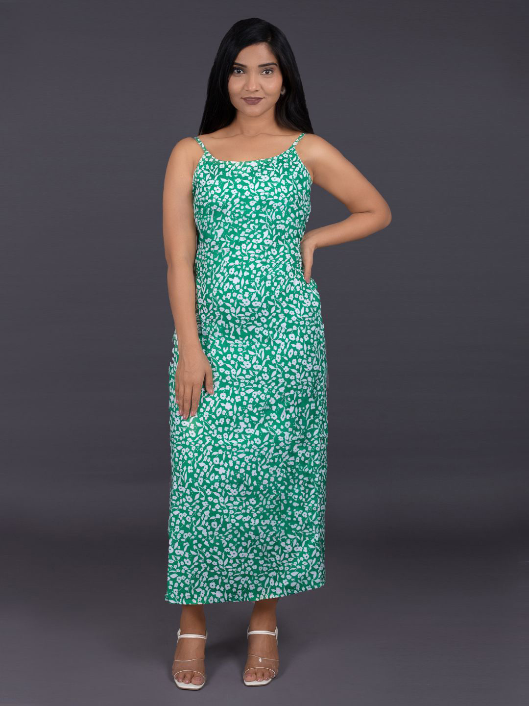 La Aimee Floral Print A-Line Maxi Dress