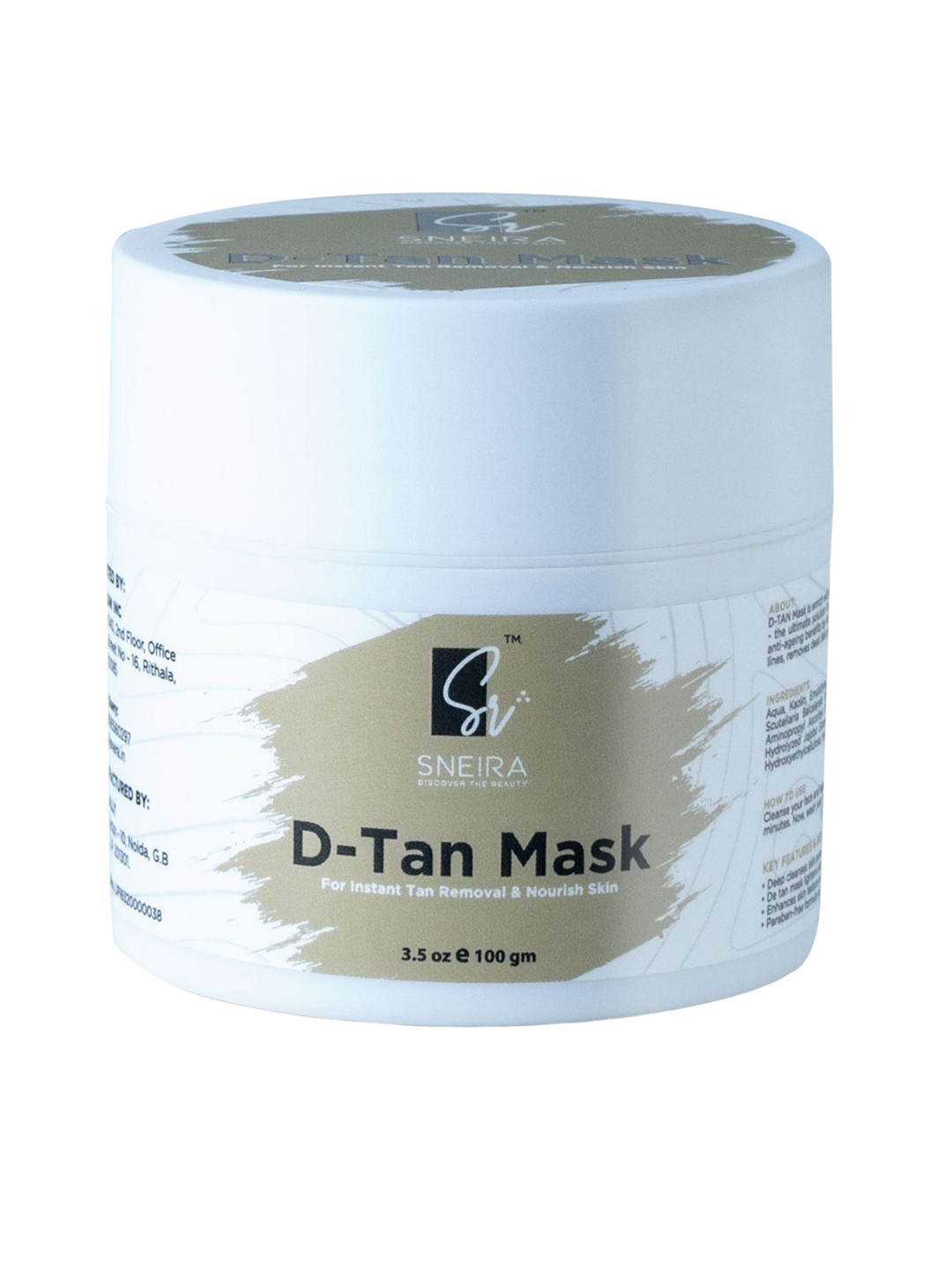 SNEIRA  D-Tan Mask For Nourish Skin With Green Tea-100gm