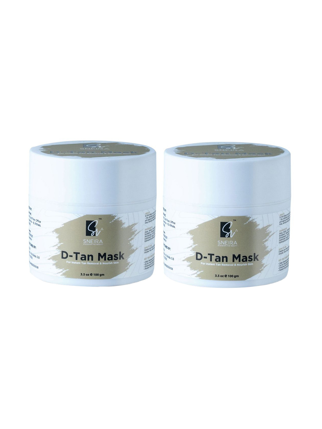 SNEIRA Set Of 2 D-Tan Mask For Nourish Skin With Green Tea-100gm Each