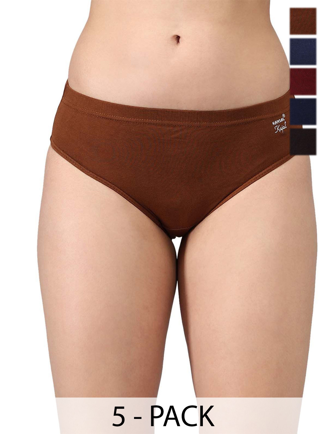 KANSAL Pack Of 5 Women Printed Cotton Hipster Briefs