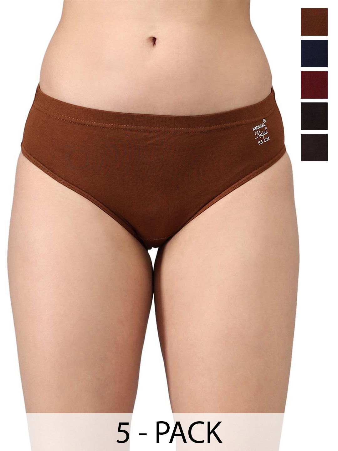 KANSAL Women Pack of 5 Anti Microbial Mid Waist Hipster Briefs