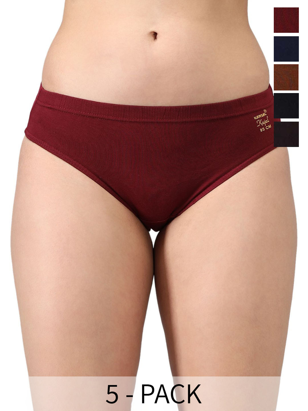 KANSAL Pack Of 5 Cotton Mid Rise Hipster Briefs 3-KJL_P5