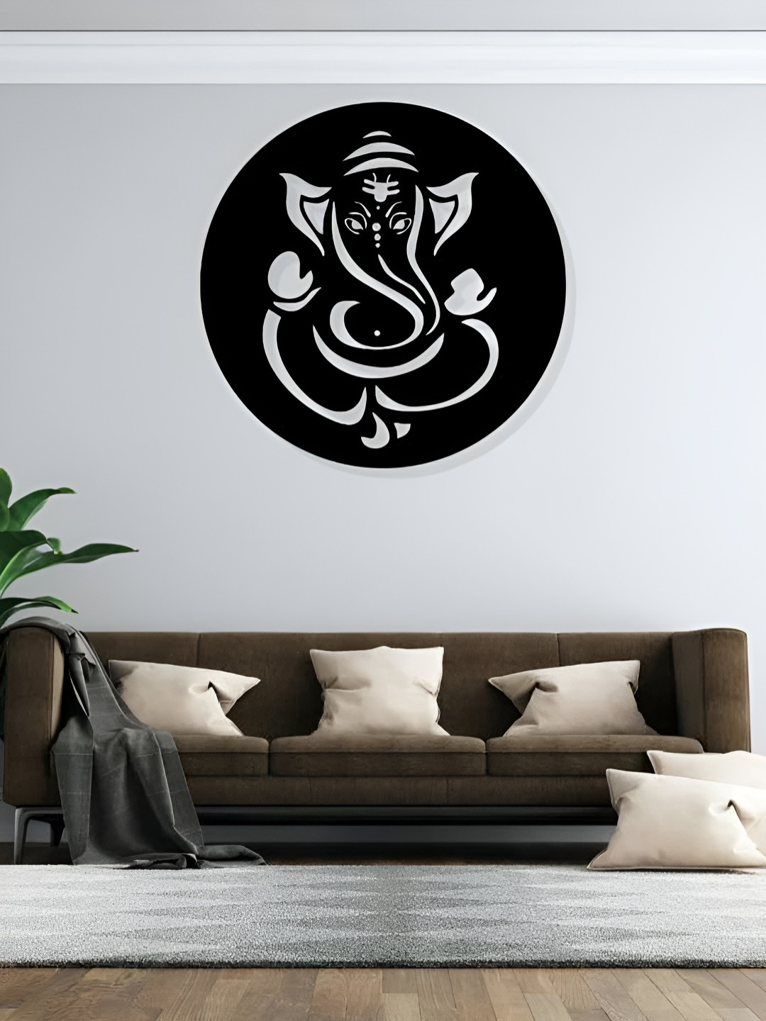 ARTROOMS Ganesha Wall Hanging Metal Matte Hall Spiritual Wall Decor-25In