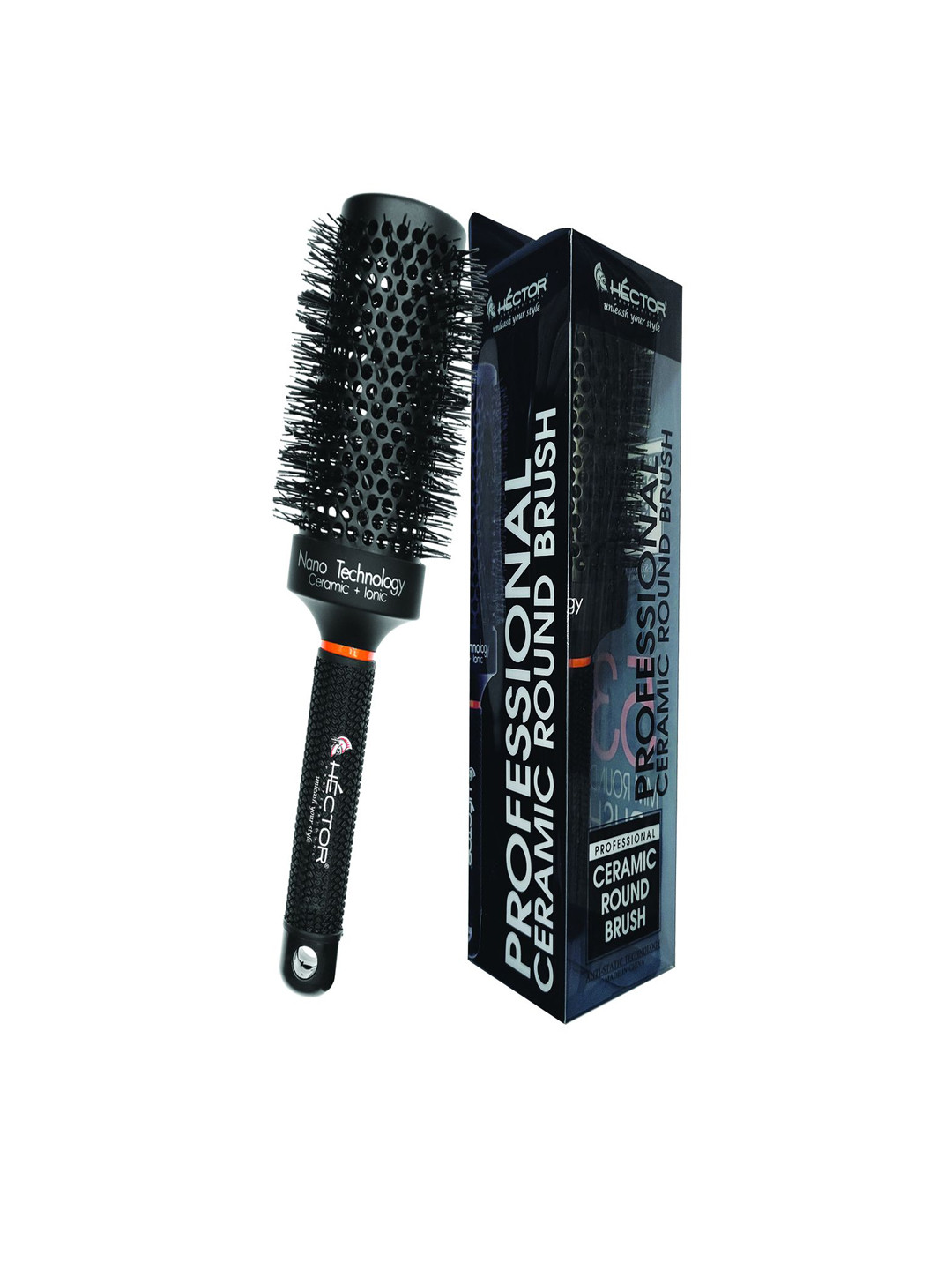 HECTOR Heat Proof Ceramic Round Brush For Salon 53mm - Black