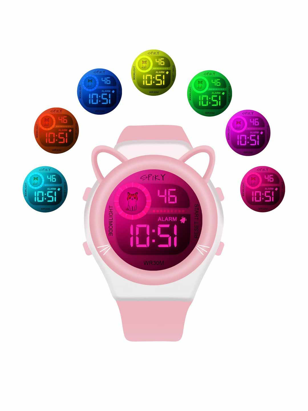 Spiky Kids Round Dial Digital Multi Function Automatic Watch SPKEVA26_C1_PNK