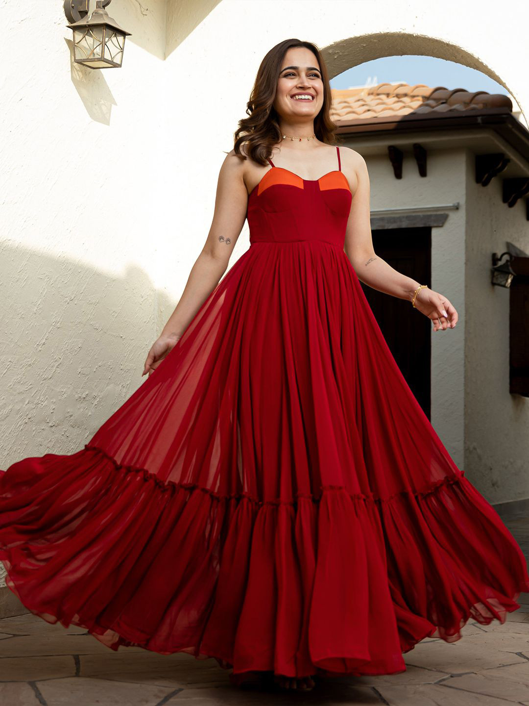 KALINI Solid Shoulder Strap Dress