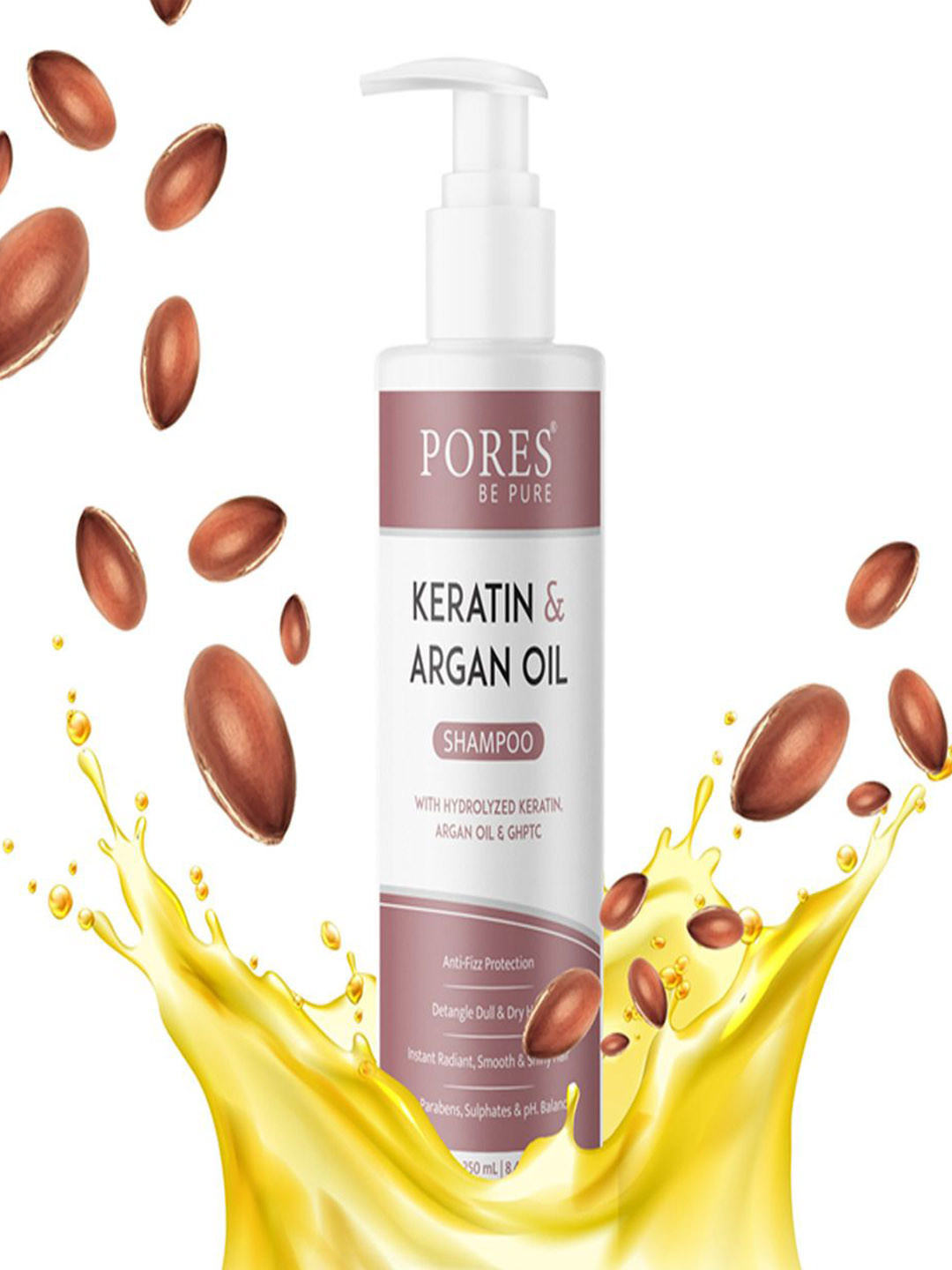 PORES Be Pure Set Of 3 Keratin & Argan Oil For Smooth & Shiny Hair Hair Shampoo-250ml Each