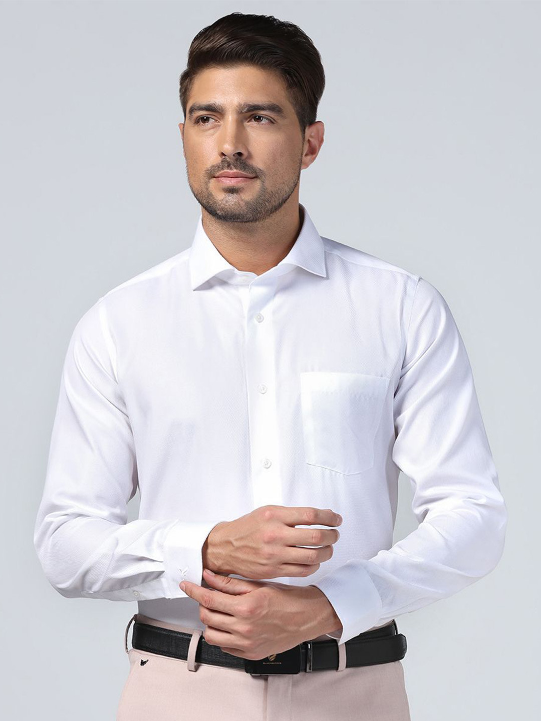 Blackberrys Men Super White Textured Formal Shirt