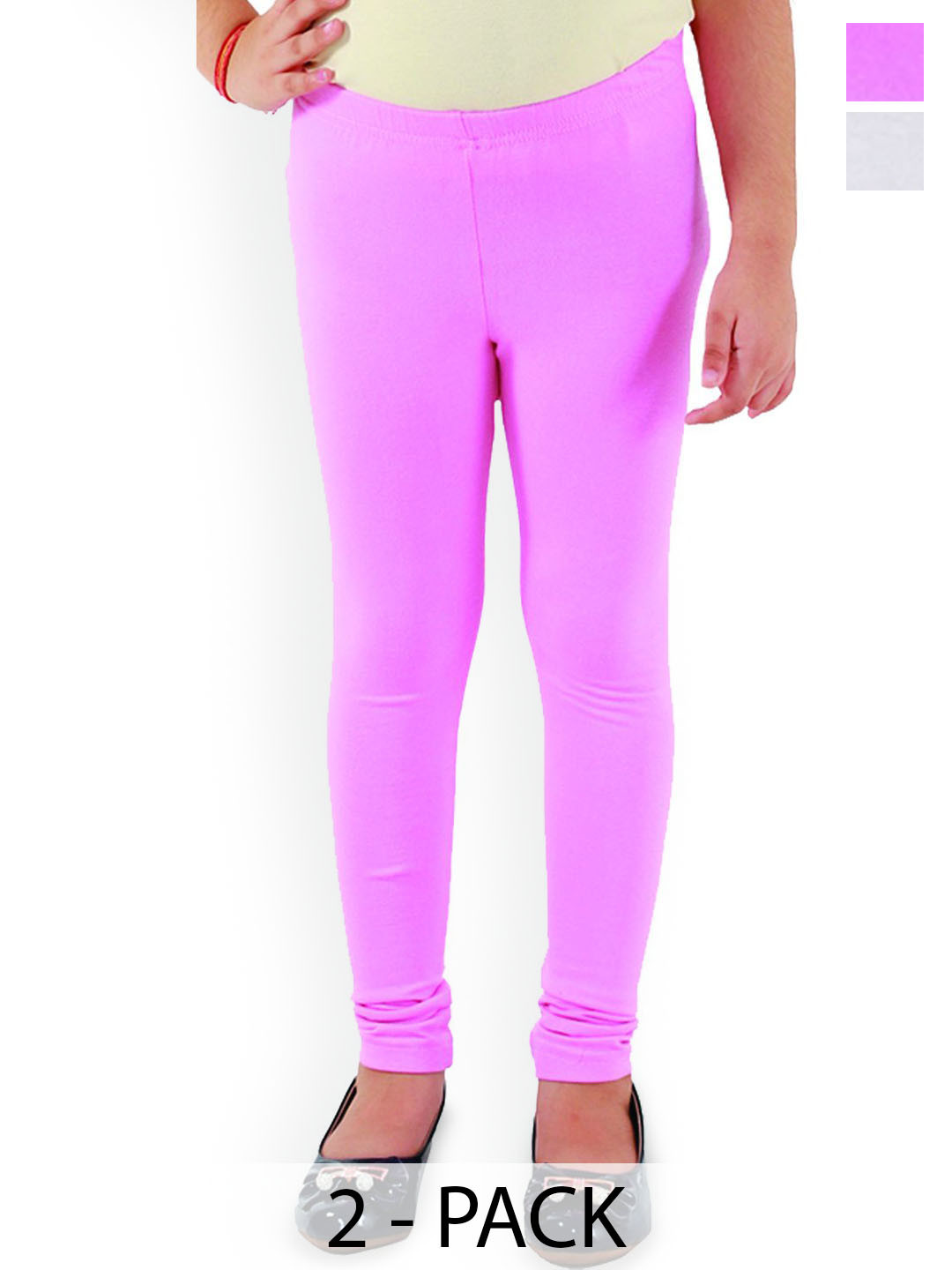 Kids Cave c Pack Of 2 Solid Cotton Churidar Length Leggings