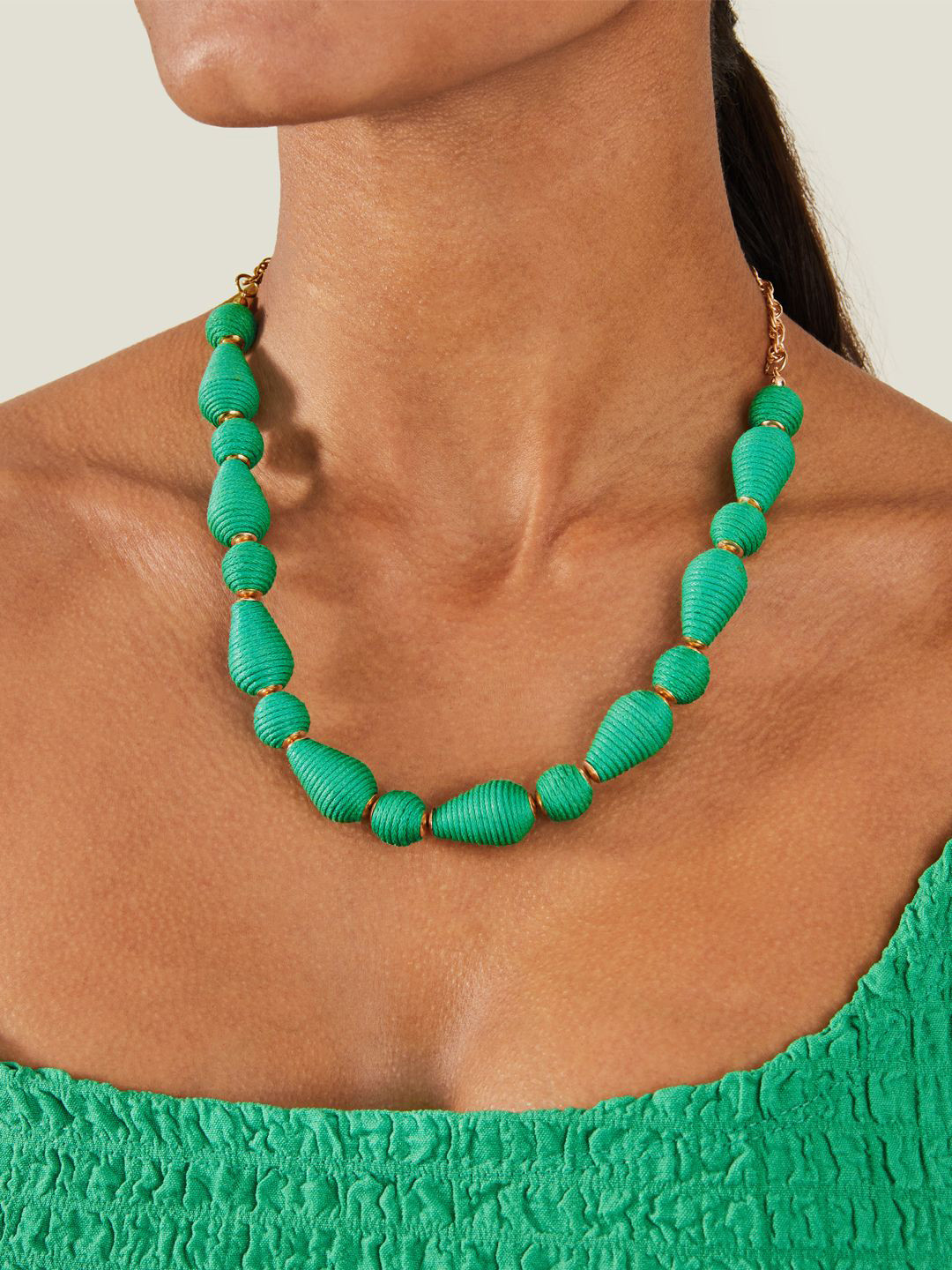 Accessorize Gold-Plated Beaded Wrapped Collar Necklace