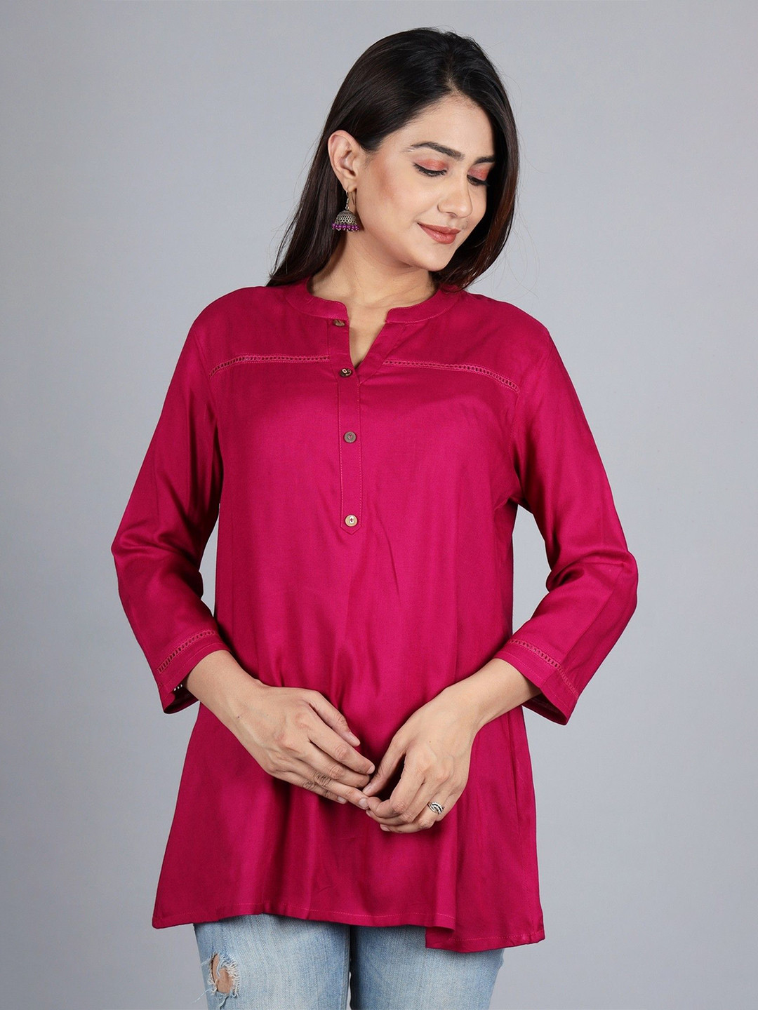 Shiv ali apparels Women Mandarin Collar Shirt Style Top