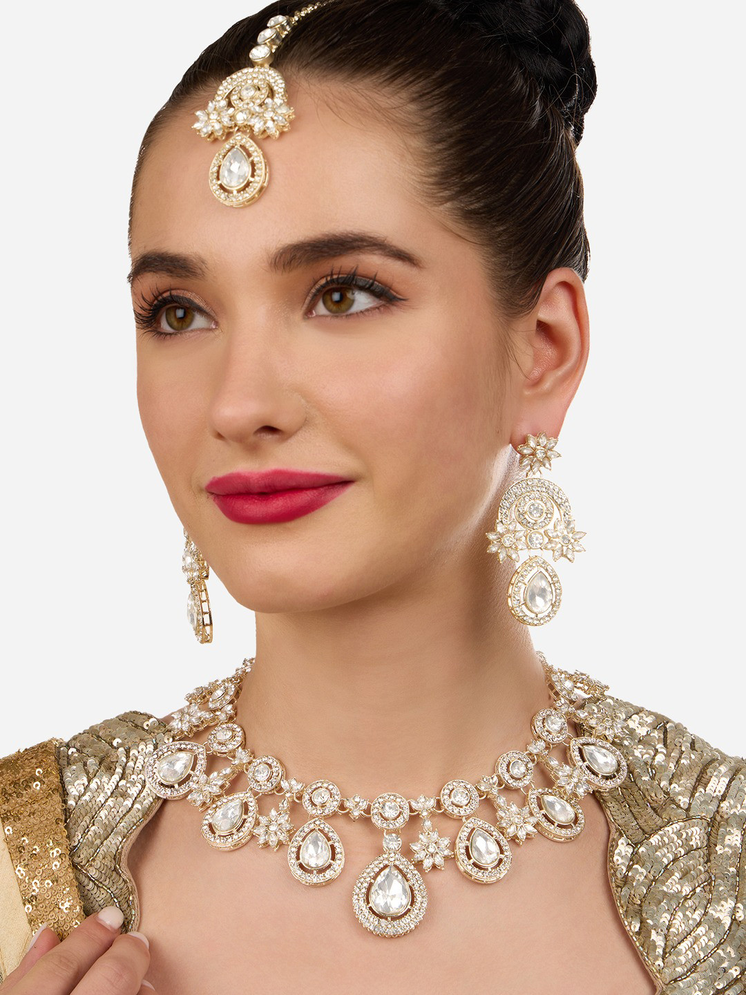 AMI Gold-Plated Austrian Diamonds Studded Jewellery Set