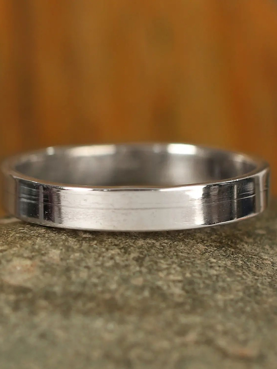 Exotic India Sterling Silver Slim Flat Band Ring