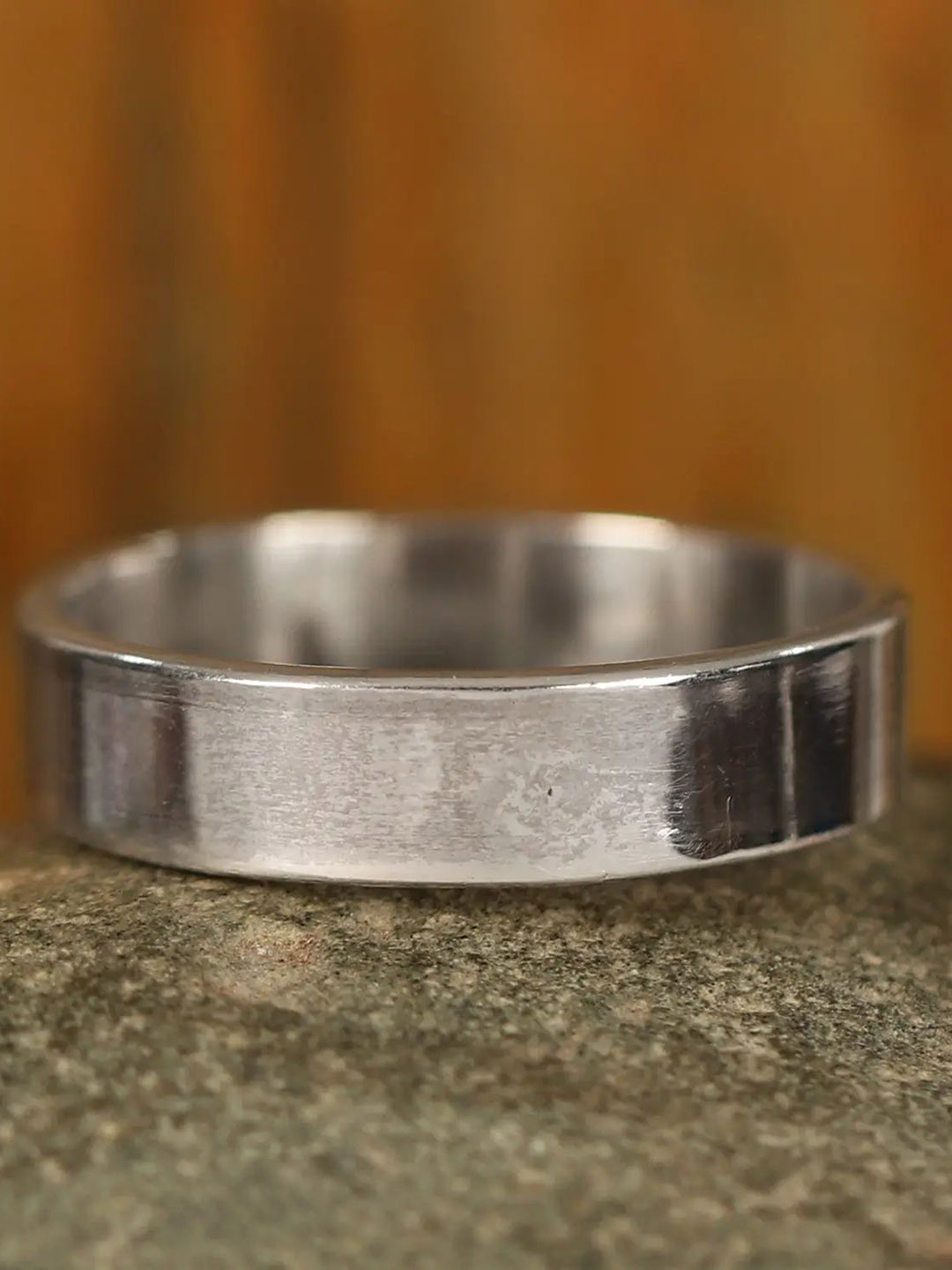 Exotic India Sterling Silver Flat Band Ring