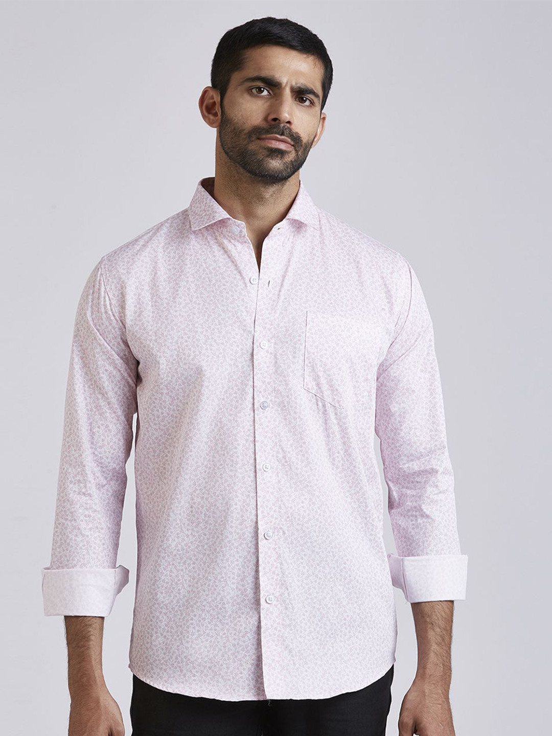 JOHN WATSON Men Spread Collar Slim Fit Printed Casual Shirt