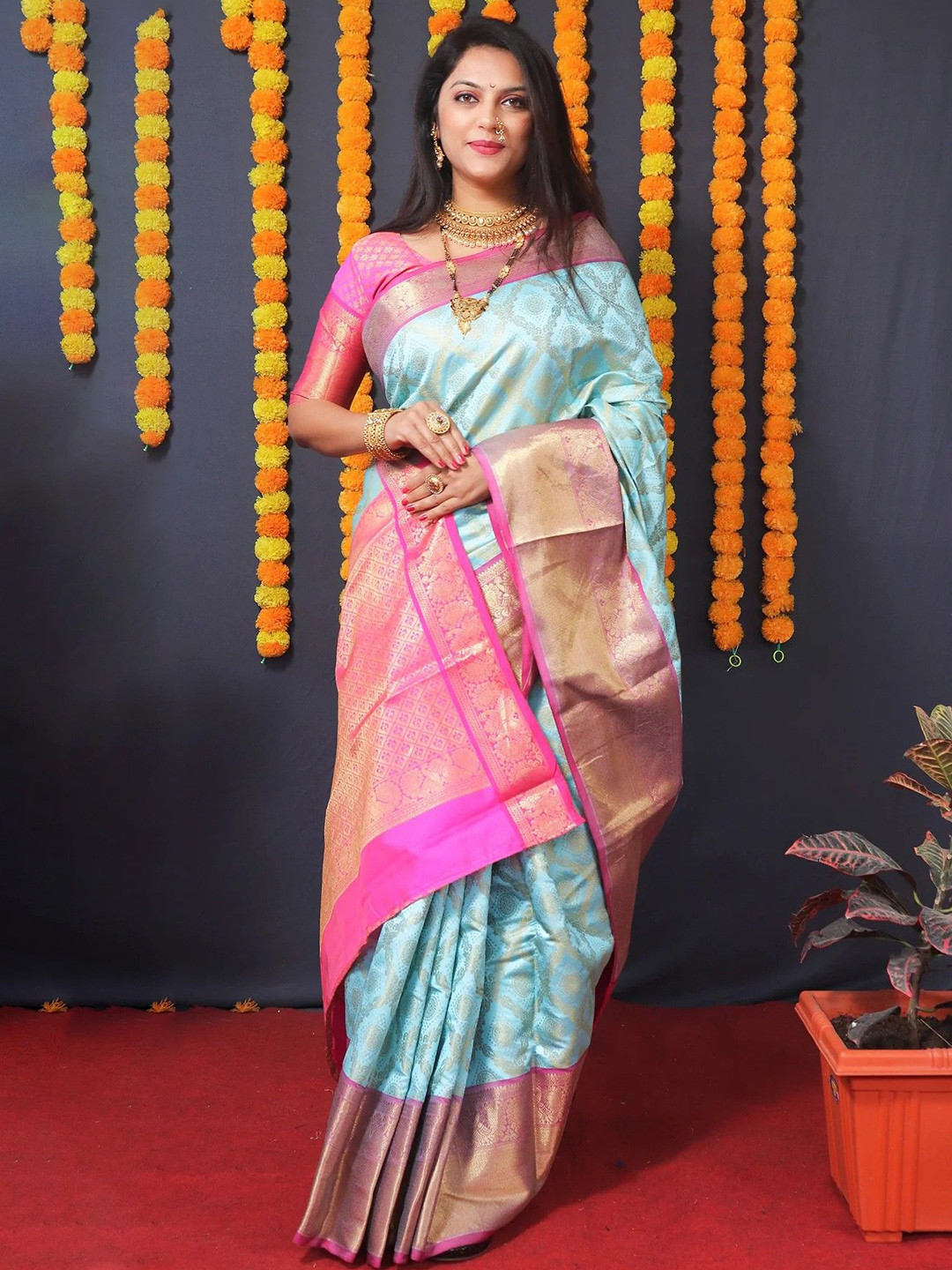 Mitera Woven Design Zari Banarasi Saree