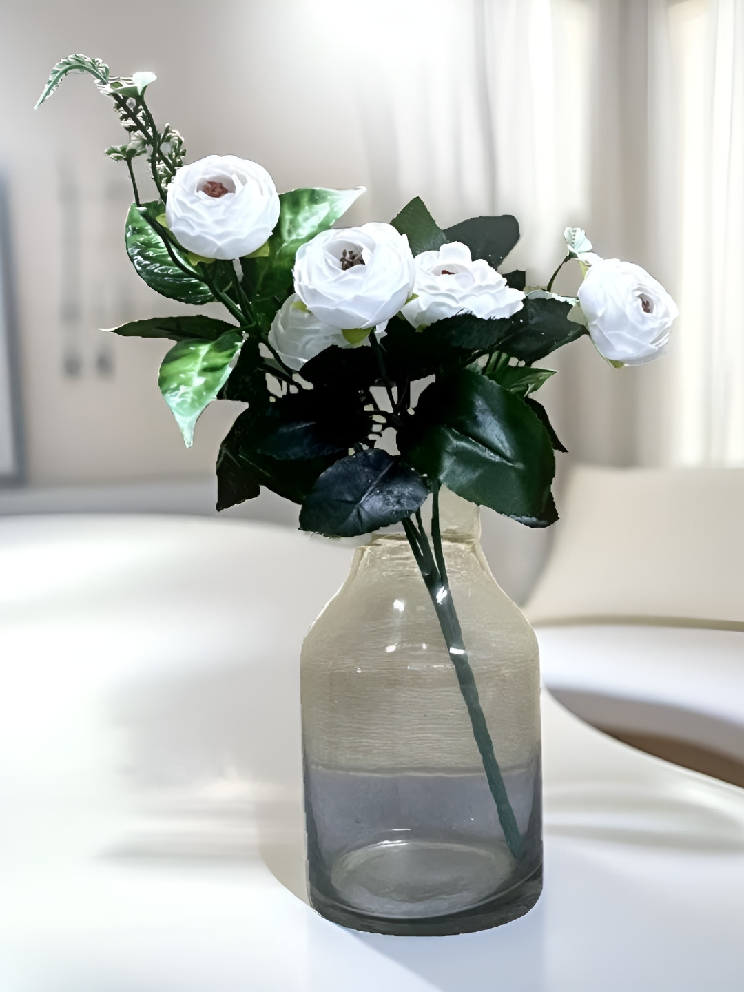 Akaar White & Green Peony Artificial Flower