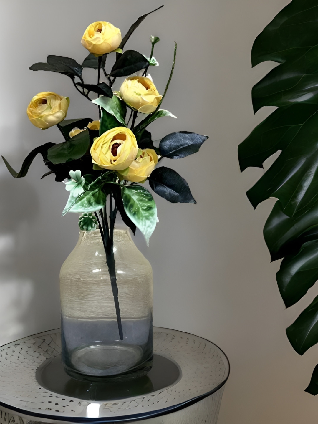 Akaar Yellow & Green Peony Artificial Flower