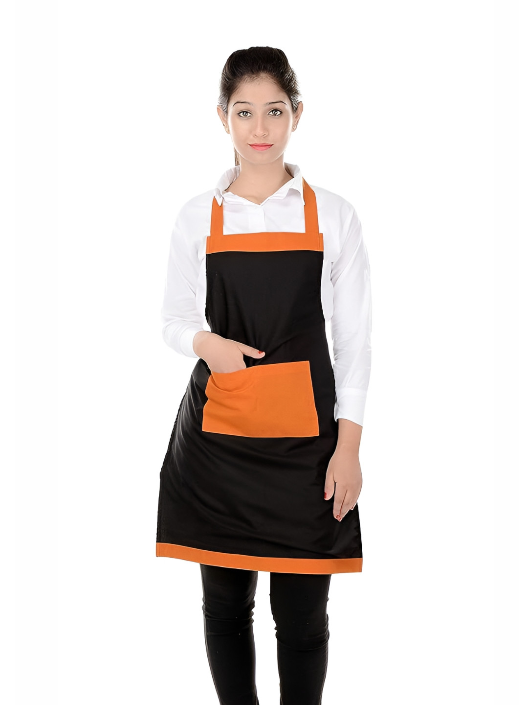 SWITCHON Black & Orange Apron With Front Pocket