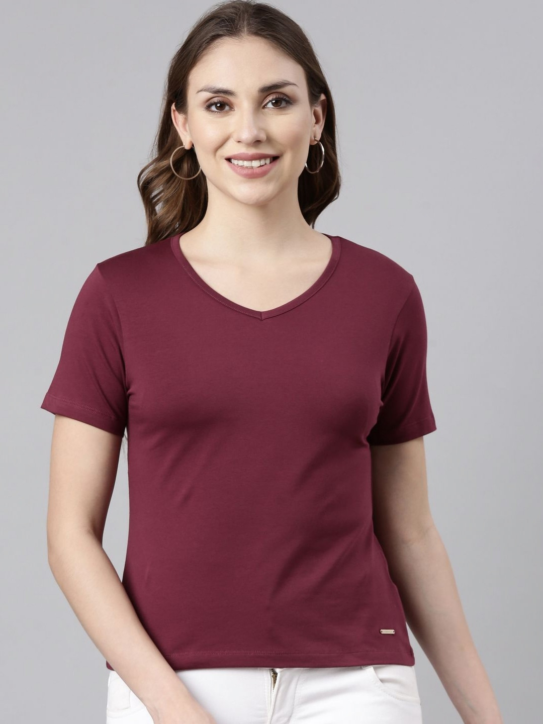 TWIN BIRDS Women Solid Relaxed Fit T-shirt
