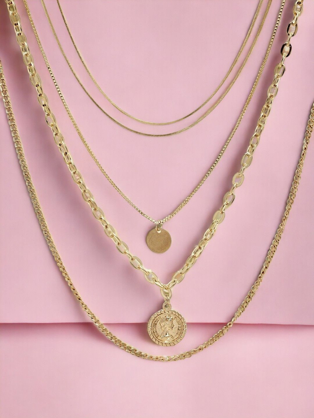 fabula Set Of 2 Gold-Plated Multi Layered Link Necklace