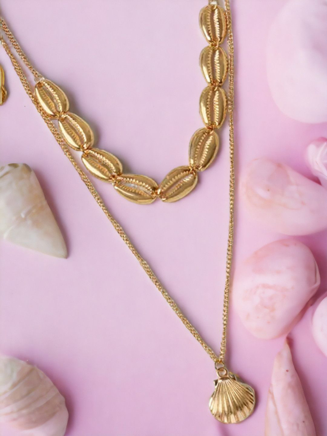 fabula Gold-Plated Sea Shells Multi Layered Necklace