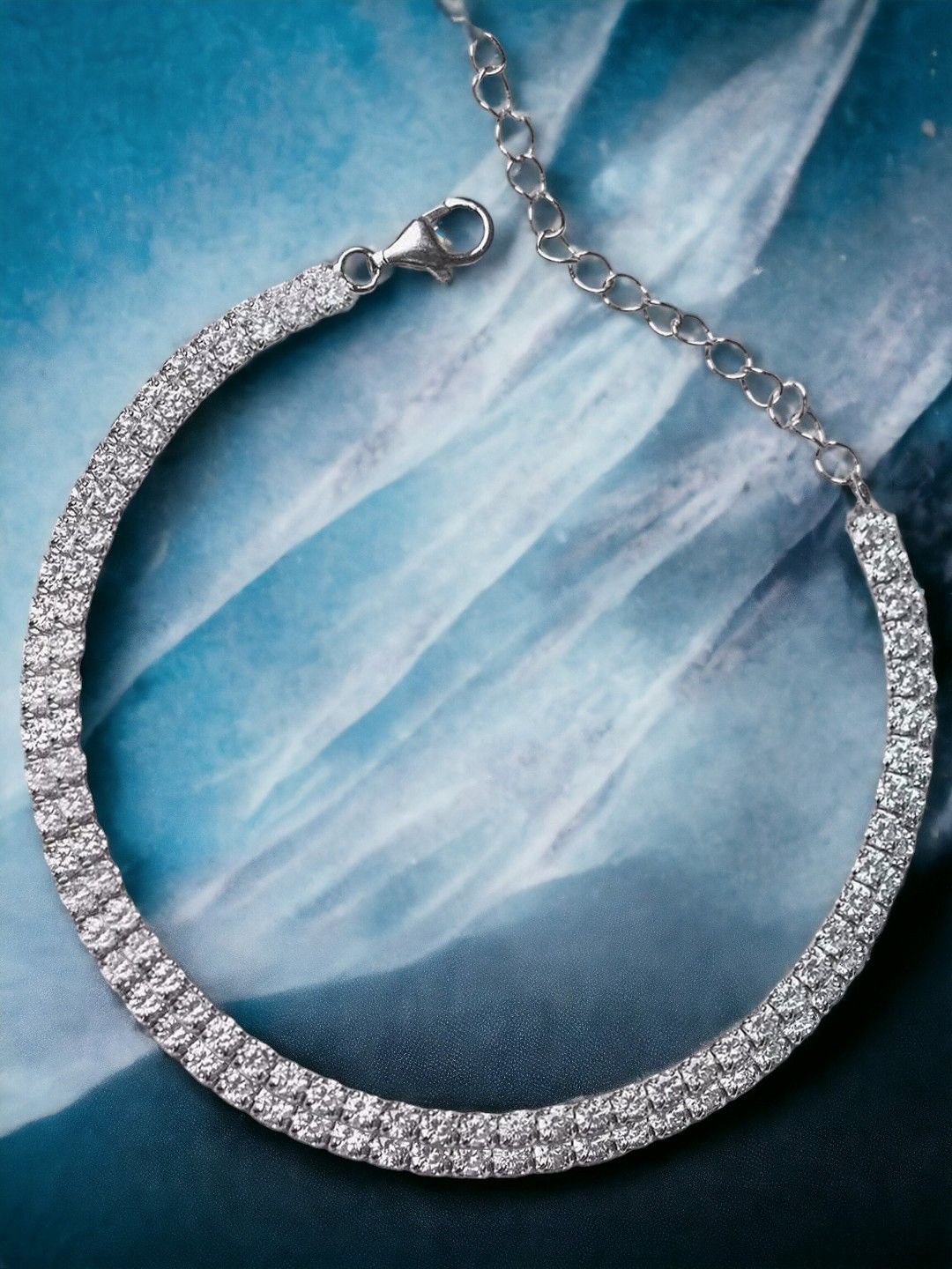 fabula Silver-Plated Delicate Stone Crystals Choker Necklace