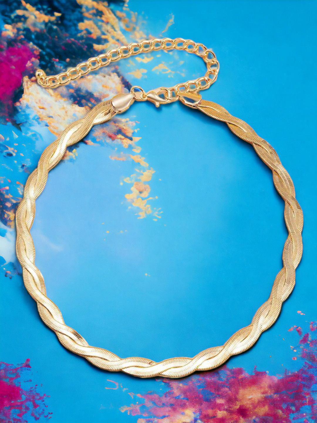 fabula Gold-Plated Interwoven Snake Chain Choker Necklace