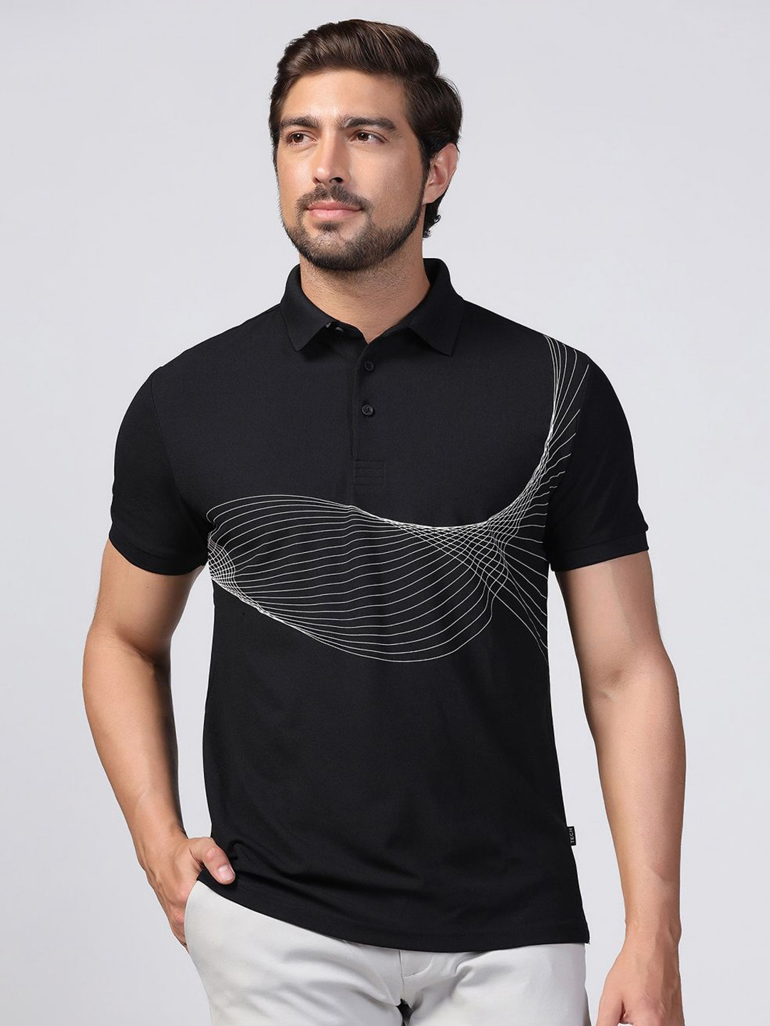 Blackberrys Men Printed Polo Colla r Slim Fit T-shirt