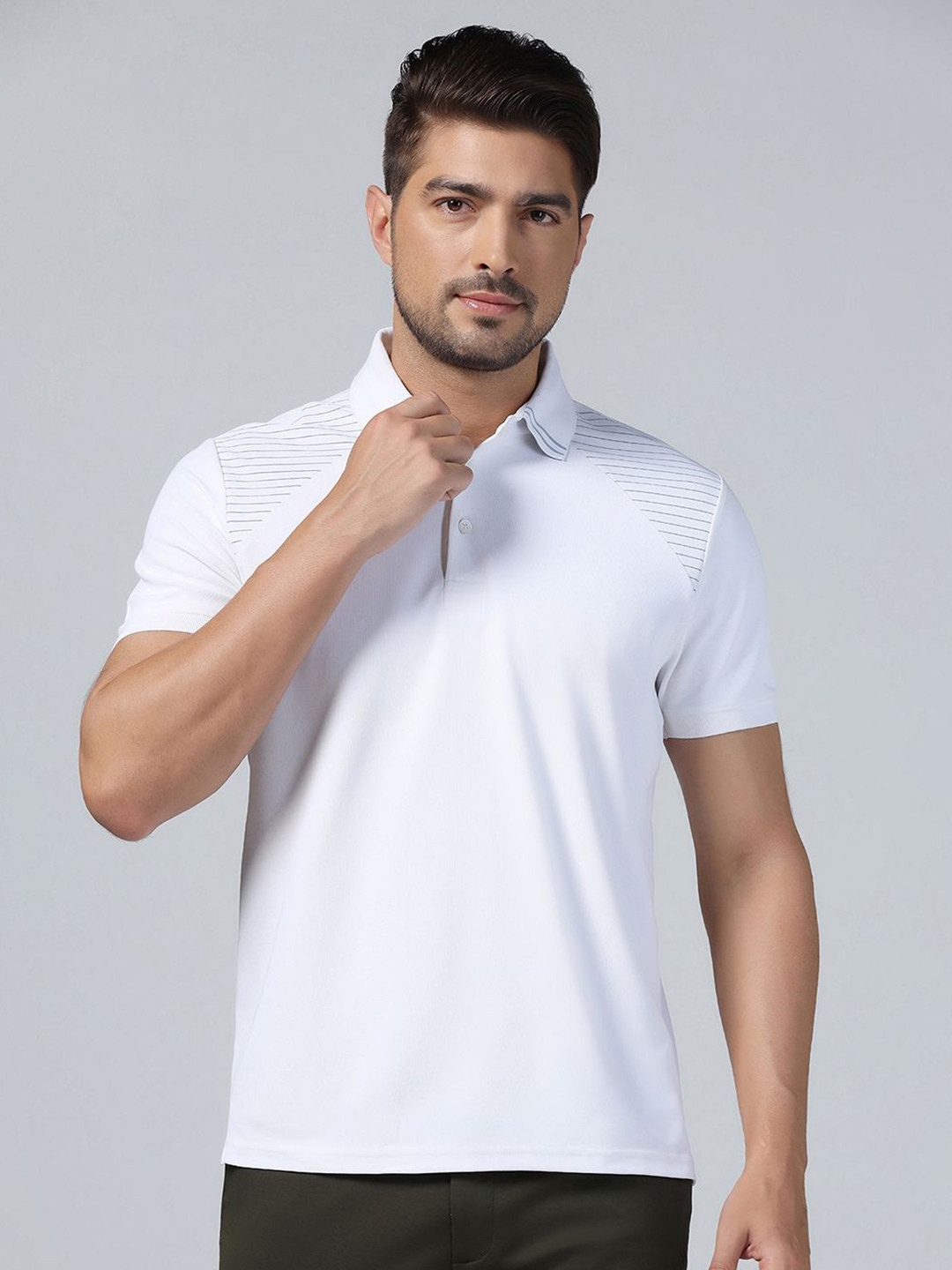 Blackberrys Men White Printed TechPro Polo Tshirts