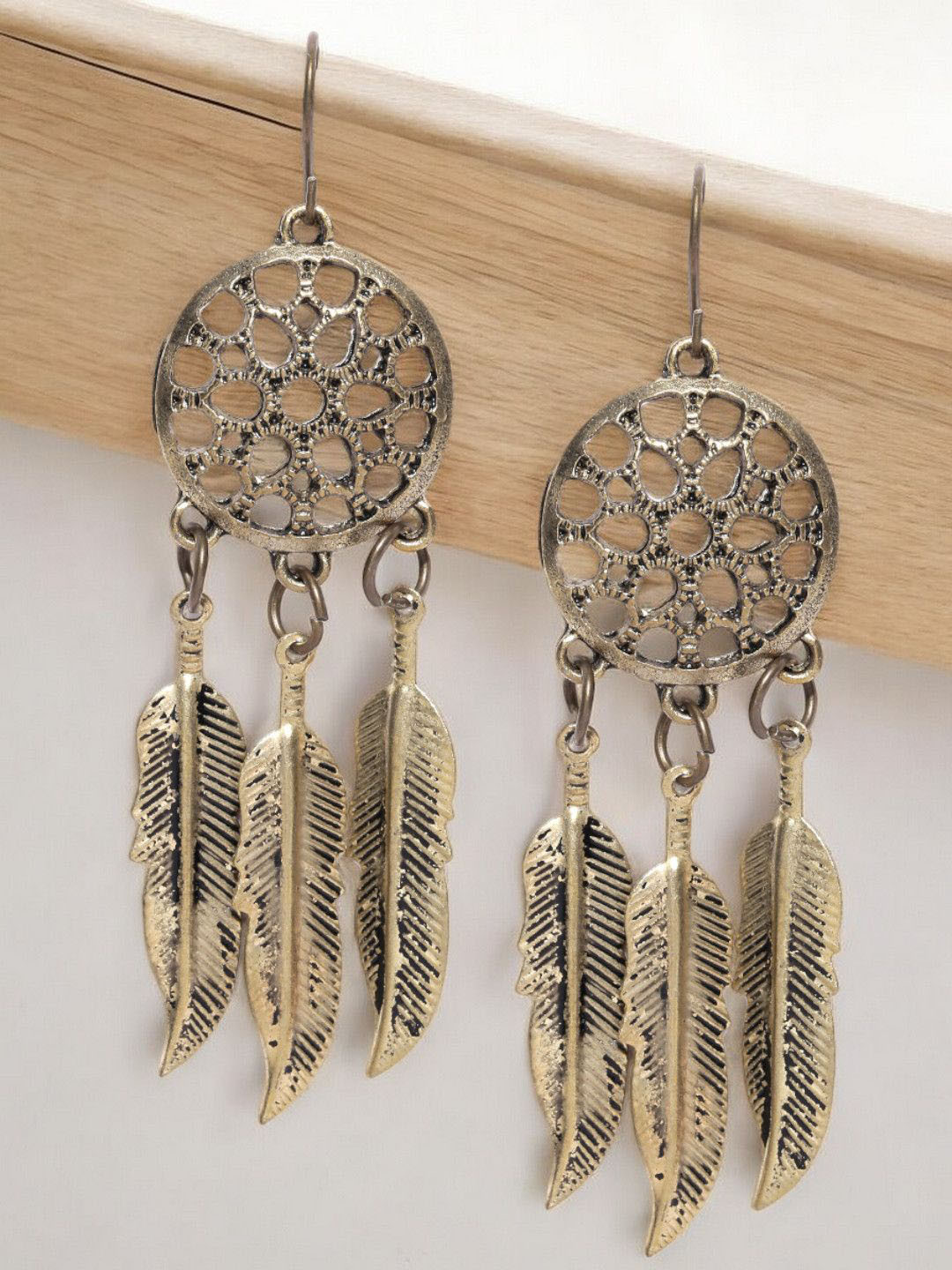 fabula Contemporary Dream Catcher Antique  Drop Earrings