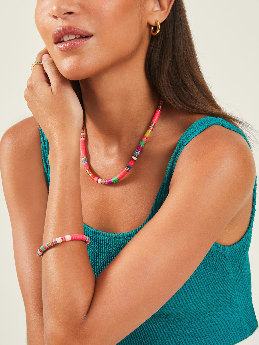 Accessorize Neon Disc Stretch Elasticated Bracelet