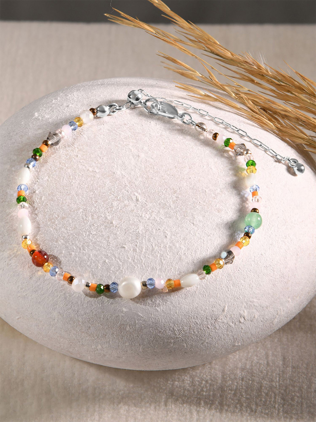 Accessorize Sterling Silver Beaded Wraparound Bracelet