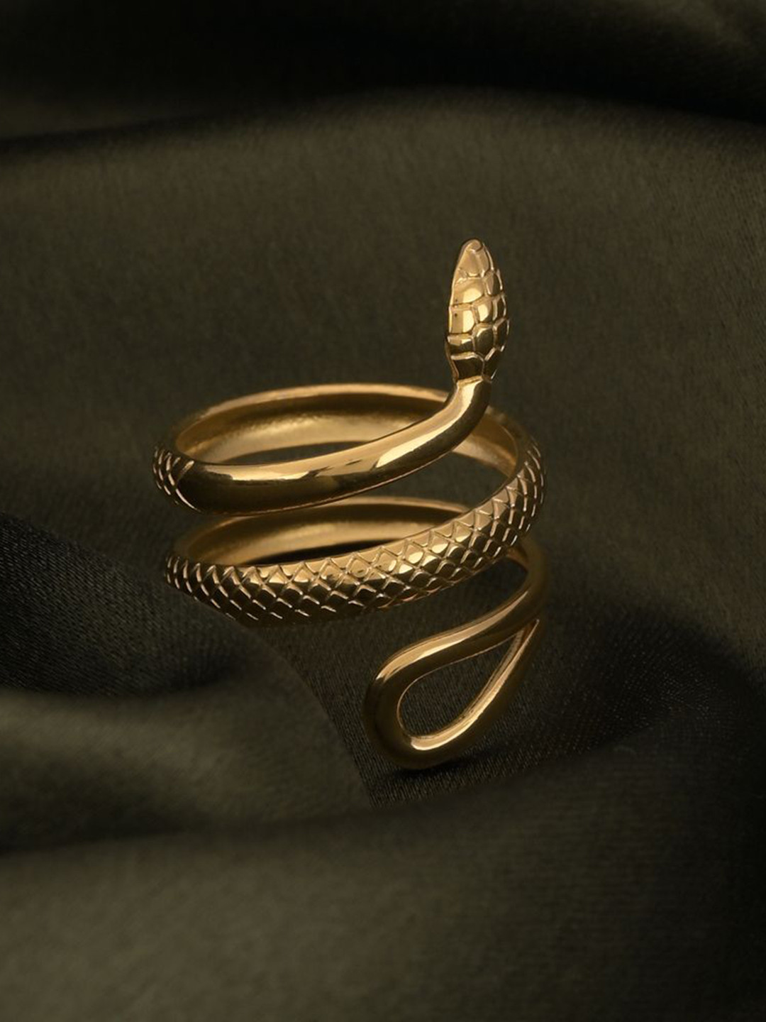 PALMONAS Women's Serpent's Embrace Gold Ring (Size - One Waterproof & Anti-Tarnish Size)