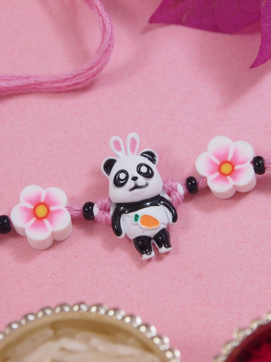 I Jewels Boys Panda Thread Rakhi With Roli Chawal & Greeting Card