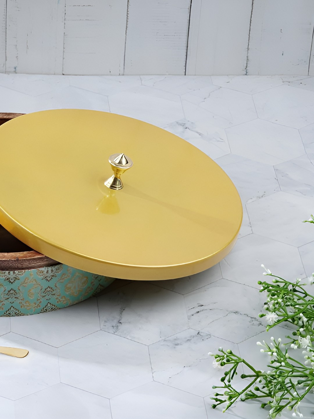 THE HOME CO. Green & Brown Printed Spice Box