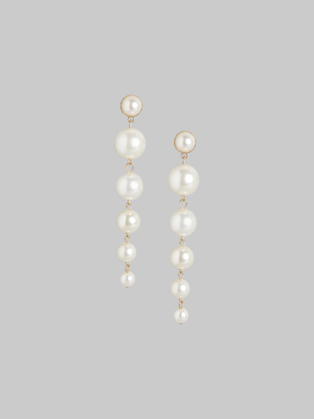 DN Creation Artificial Beads Gold Plated Drop Earrings