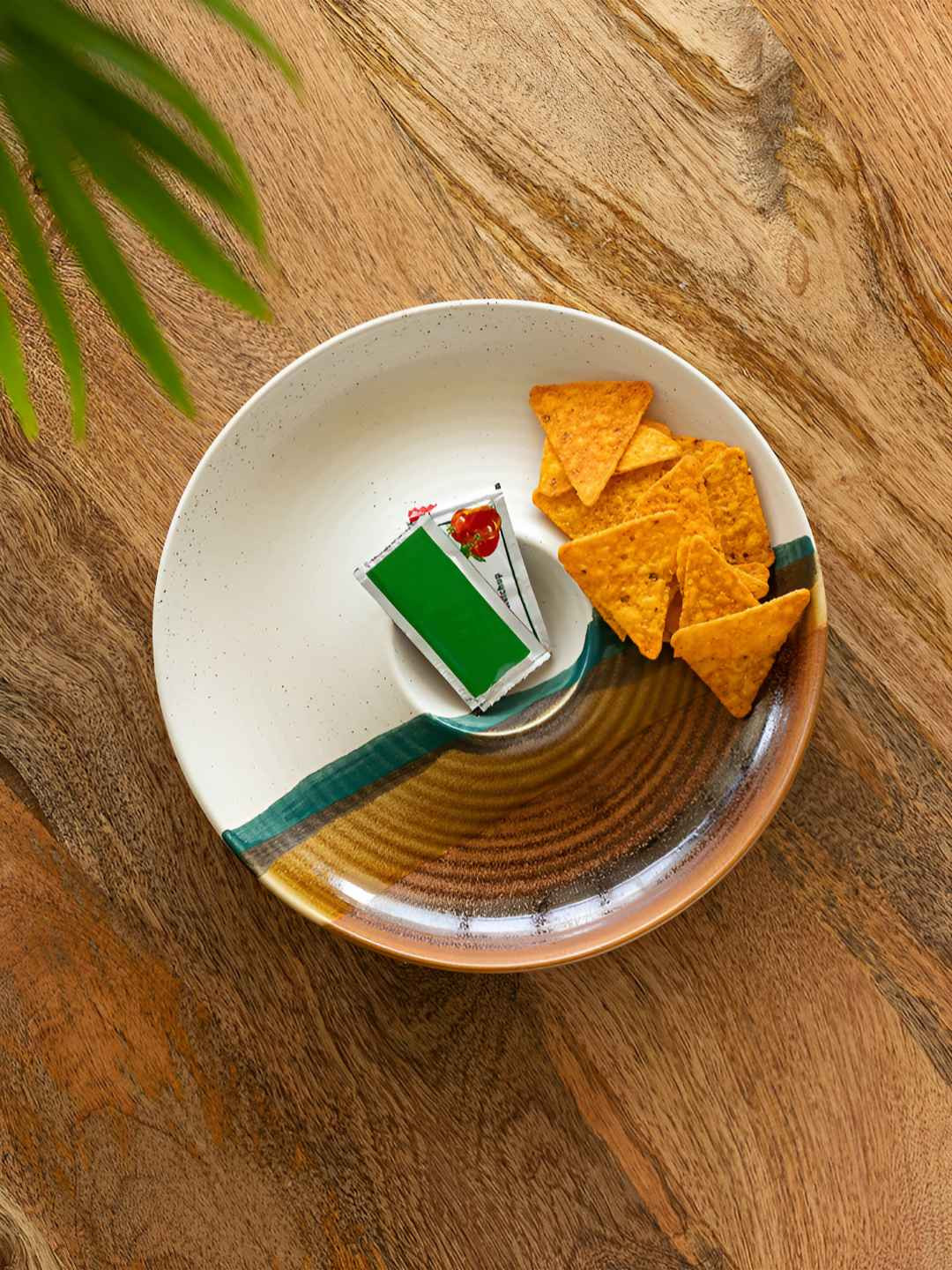 ExclusiveLane Zen Garden White & Brown Ceramic Microwave Safe Food Platter