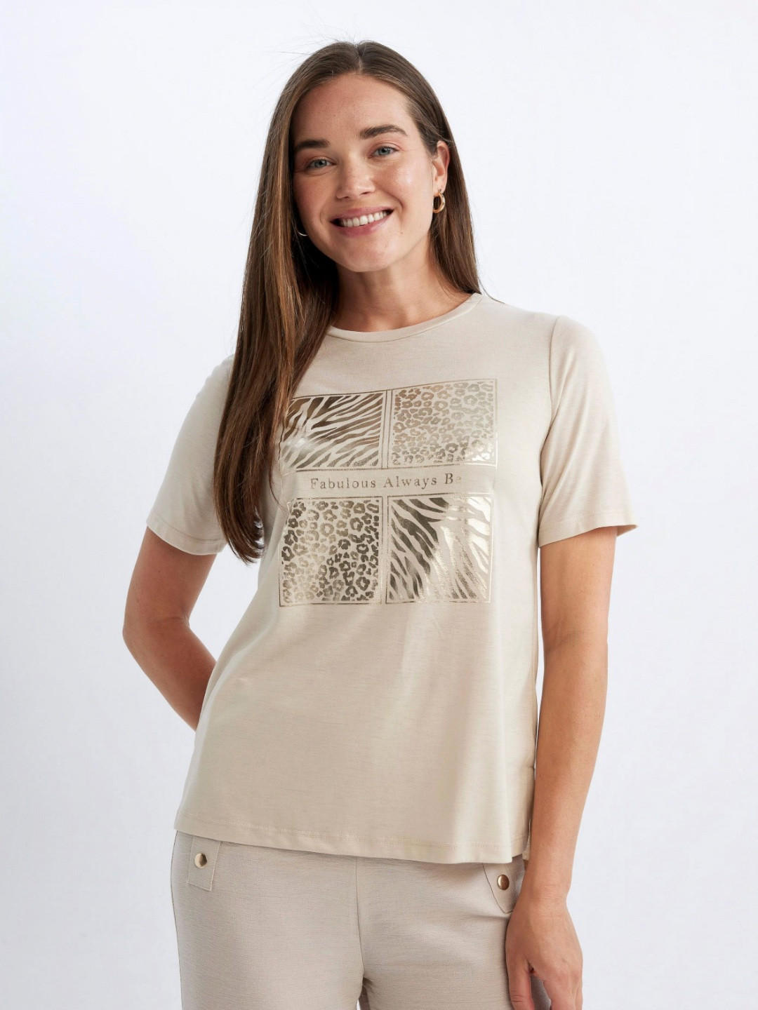 DeFacto Women Printed Regular FitT-shirt