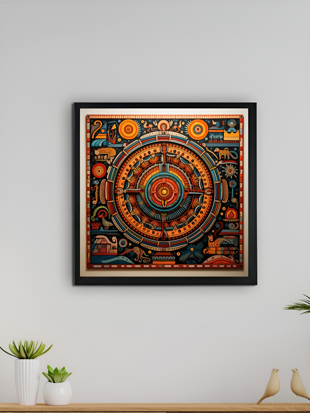 SOWPEACE Orange & Blue Printed Wall Painting