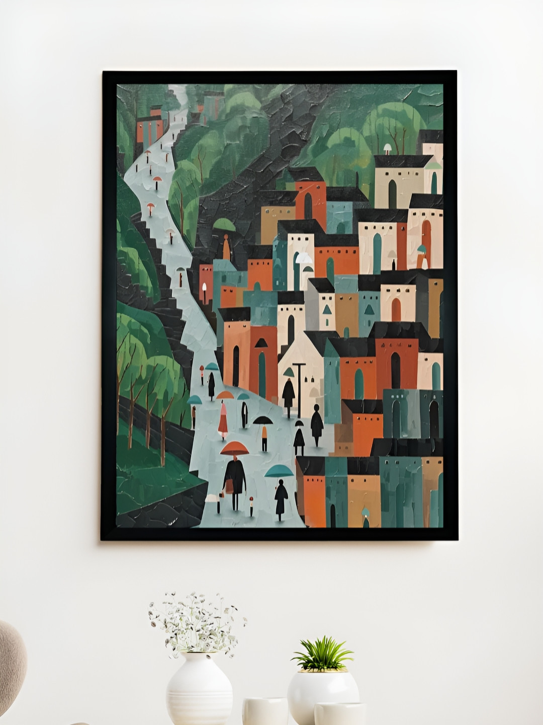 SOWPEACE Green & Beige Abstract Canvas Wall Art