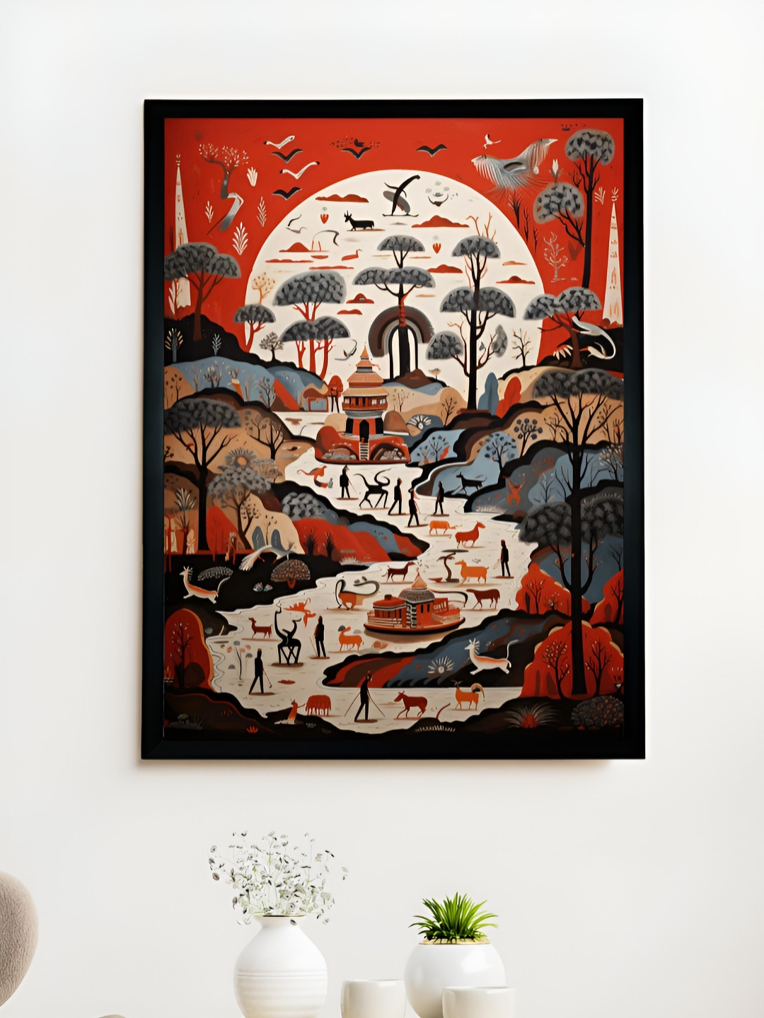 SOWPEACE Red & Grey Floral and Botanical Photographs Wall Art