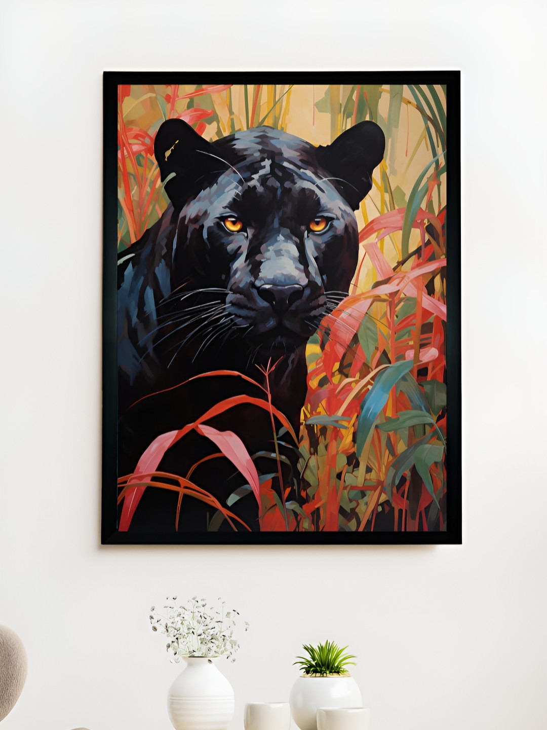 SOWPEACE Black & Red Panther Canvas Painting Wall Art