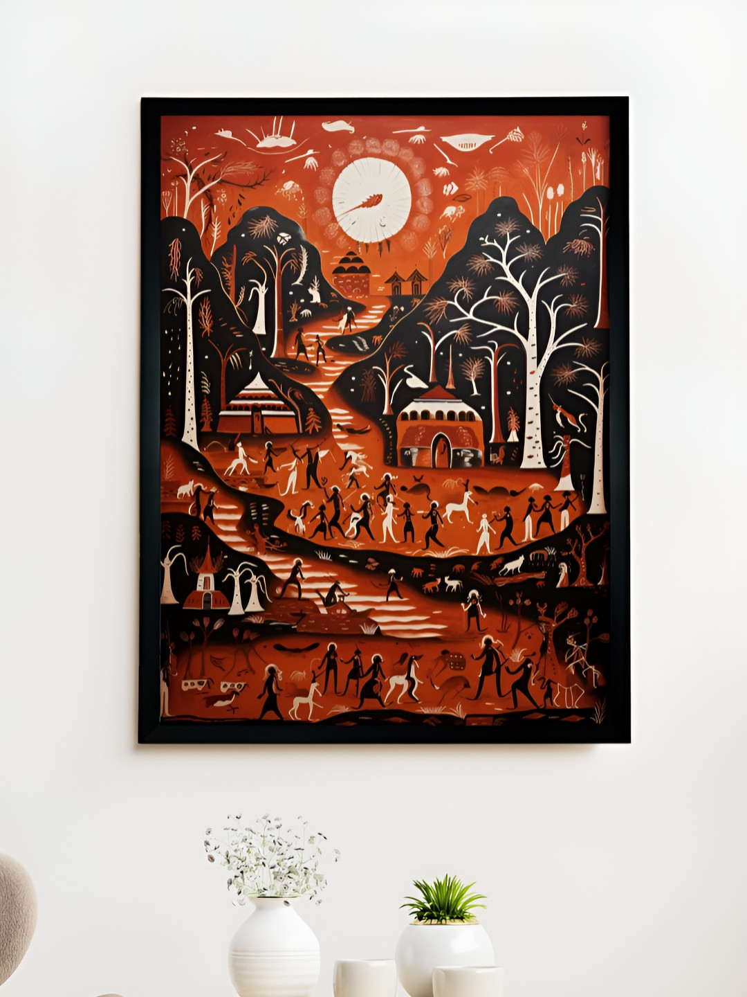 SOWPEACE Rust & Black Sculpted Horizon Artisan Canvas Wall Arts