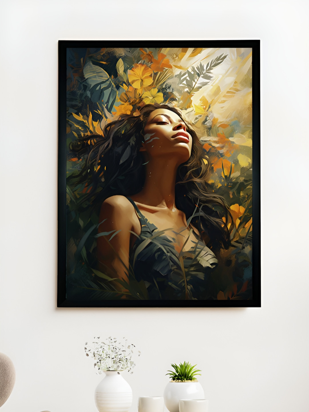 SOWPEACE Brown & Green Artisan Woman's Silhouette Photographs Wall Art