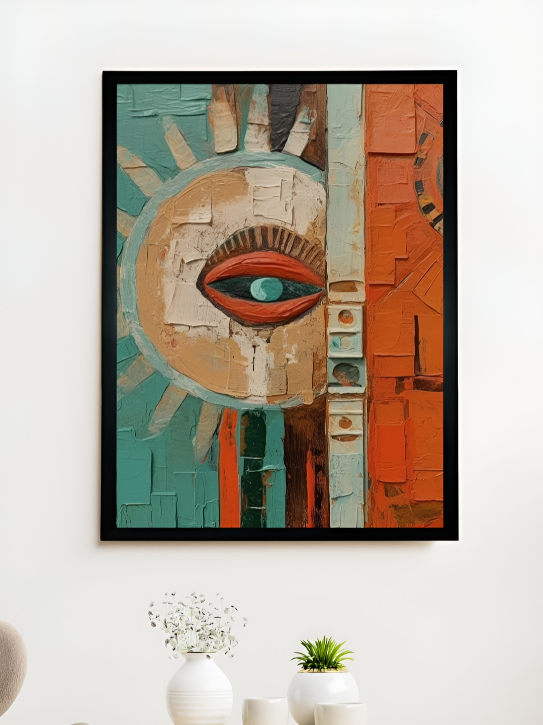 SOWPEACE Rust & Blue Canvas Abstract Wall Photographs