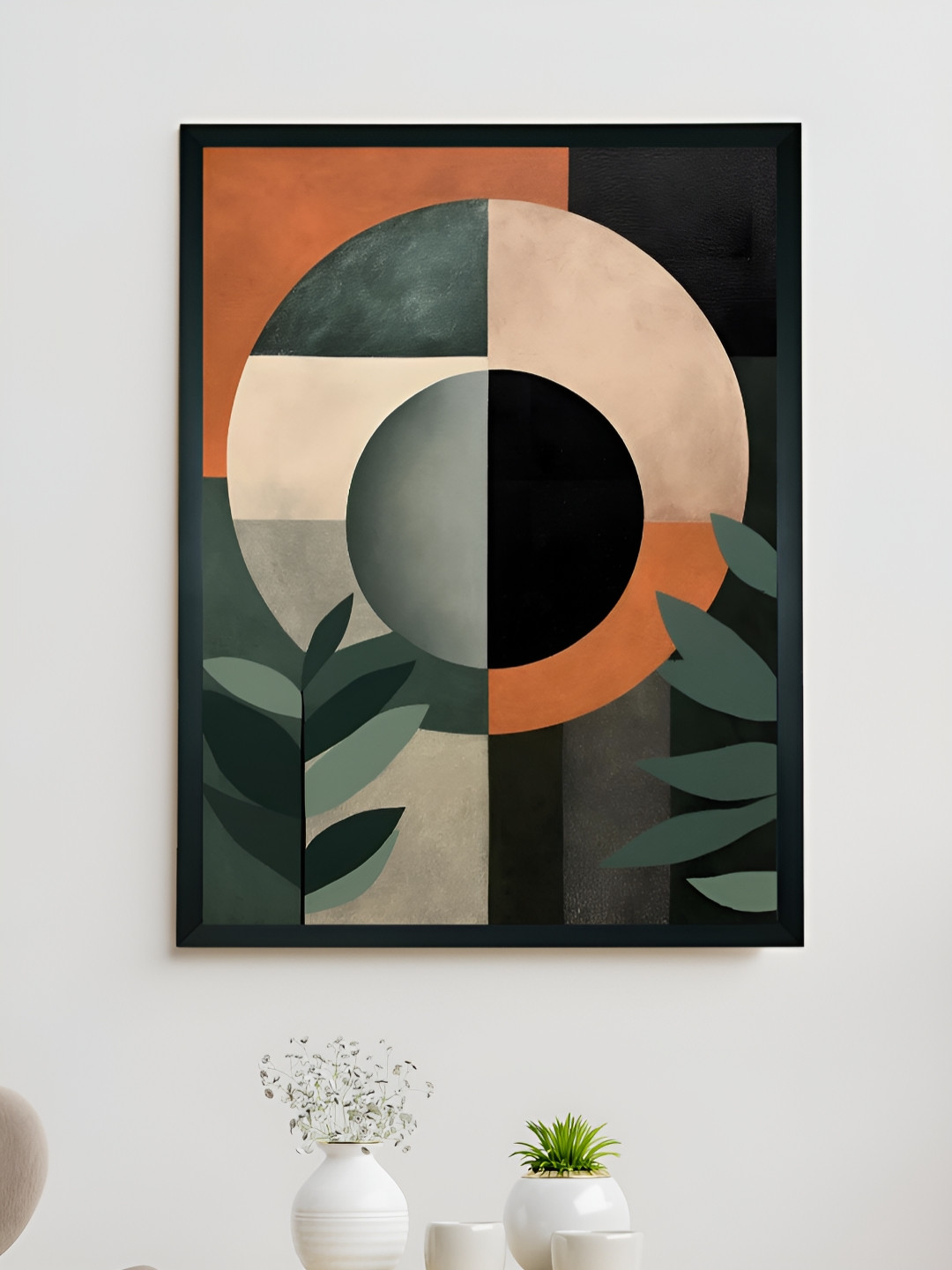 SOWPEACE Rust & Green Bohemian Sphered Leaf Photographs Wall Art