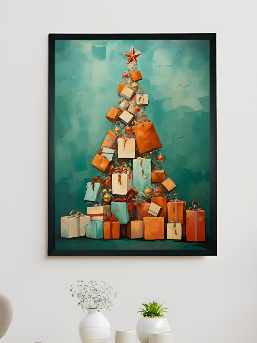 SOWPEACE Rust & Green Canvas Abstract Wall Art